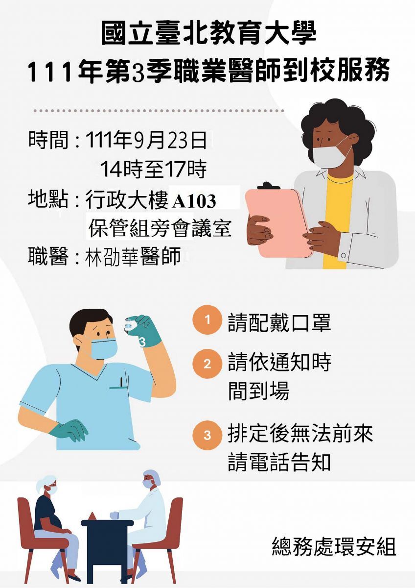 職醫臨場服務海報1110923(當日海報)
